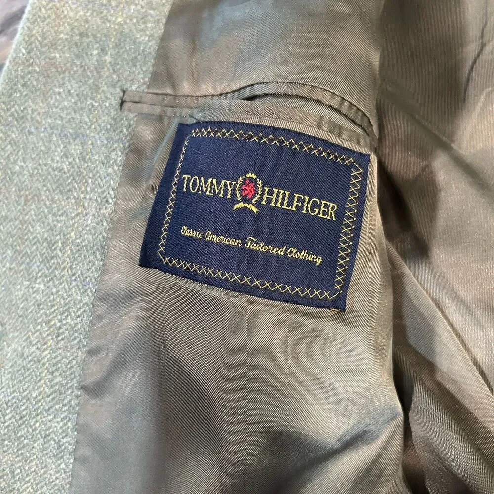 Vintage Tommy Hilfiger Mens Blazer 44R Green Single Vent Made In USA Jacket Only - Picture 9 of 16